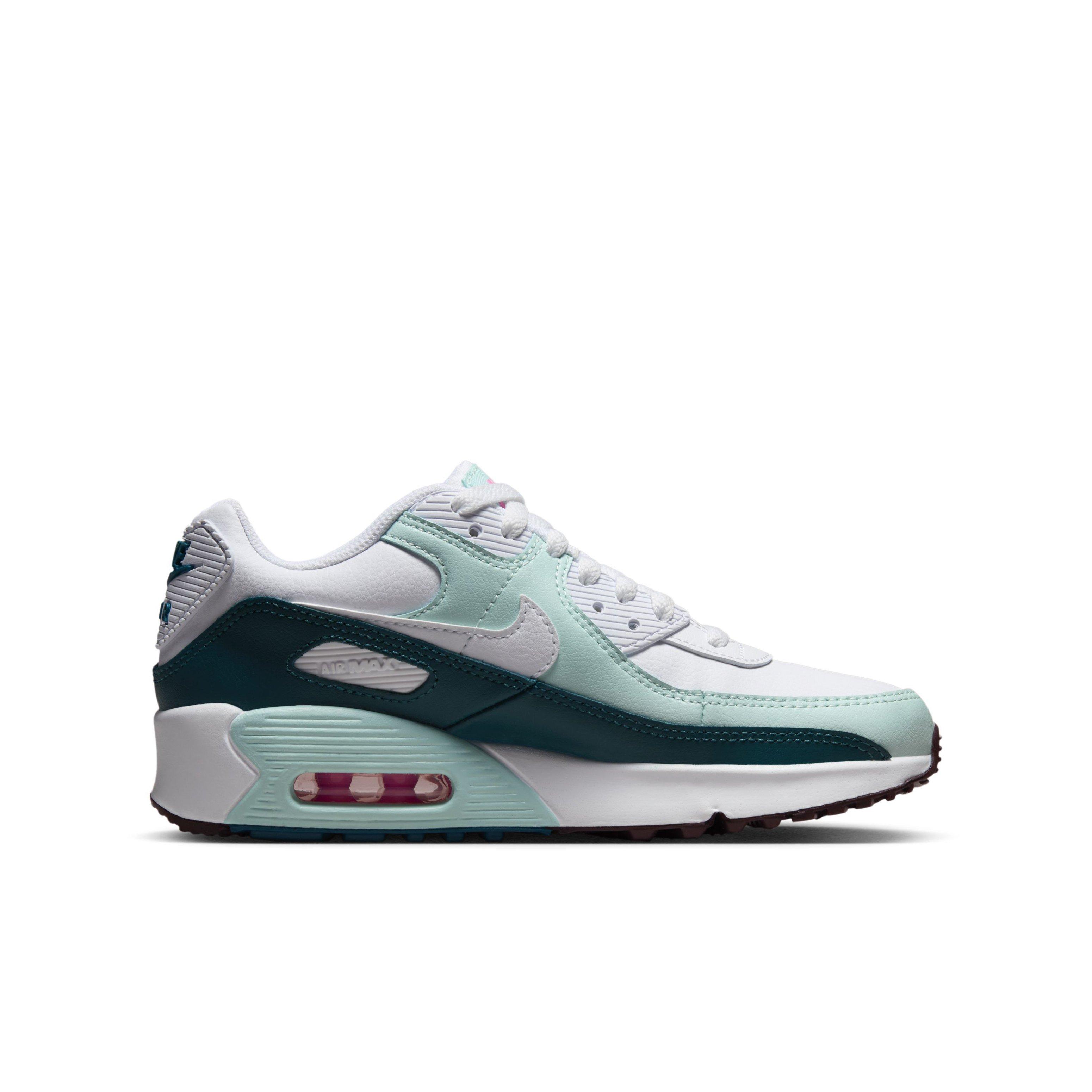 Nike Air Max 90 LTR White White Jade Ice Geode Teal Grade School Girls Shoe Hibbett
